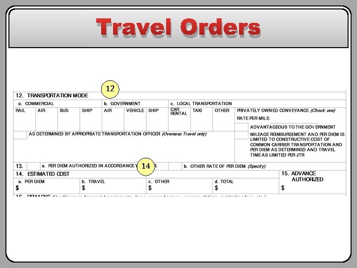 Travel Orders 12 14 