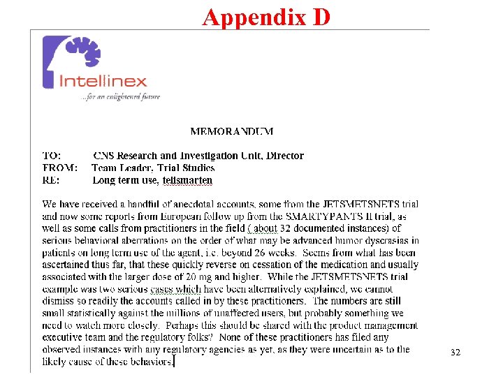 Appendix D 32 