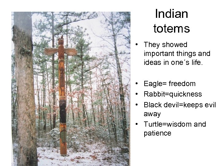 Indian totems • They showed important things and ideas in one´s life. • Eagle=