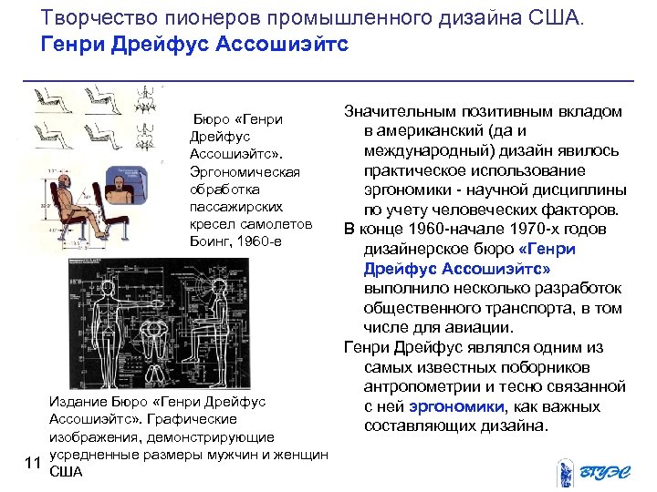 Творчество пионеров промышленного дизайна США. Генри Дрейфус Ассошиэйтс Бюро «Генри Дрейфус Ассошиэйтс» . Эргономическая