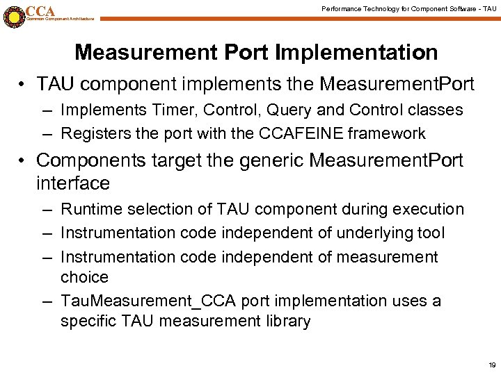 CCA Performance Technology for Component Software - TAU Common Component Architecture Measurement Port Implementation