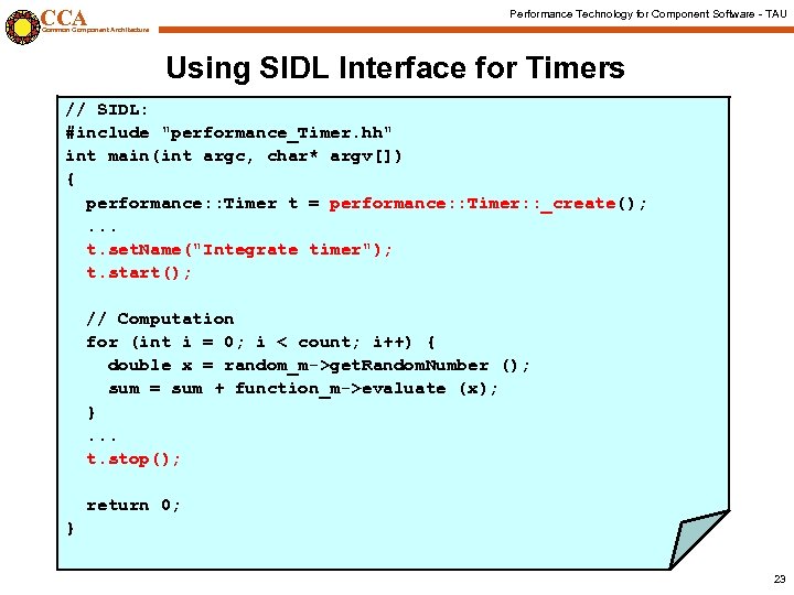 CCA Performance Technology for Component Software - TAU Common Component Architecture Using SIDL Interface