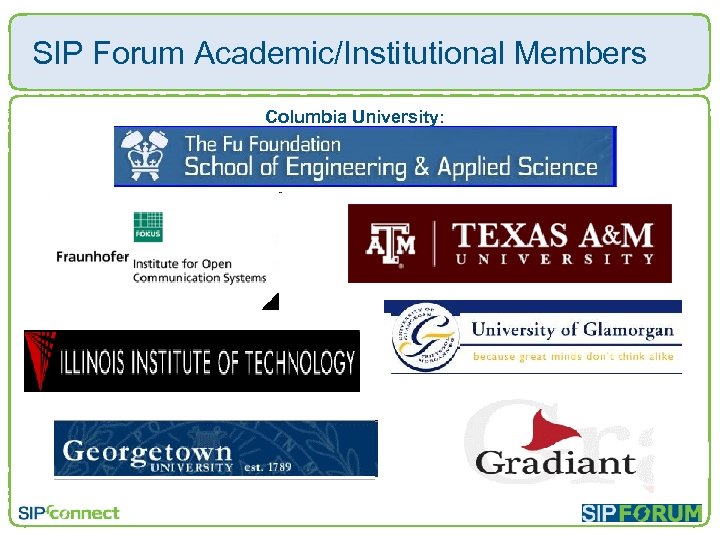 SIP Forum Academic/Institutional Members Columbia University: 