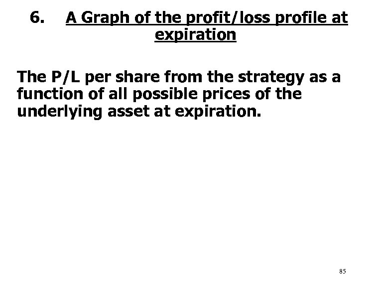 6. A Graph of the profit/loss profile at expiration The P/L per share from
