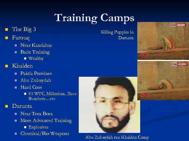 Training Camps n n The Big 3 Farouq n n Near Kandahar Basic Training