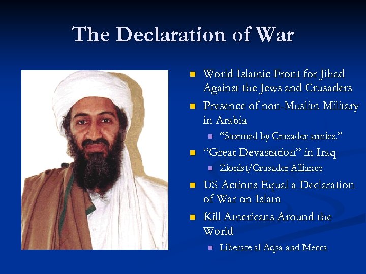 The Declaration of War n n World Islamic Front for Jihad Against the Jews