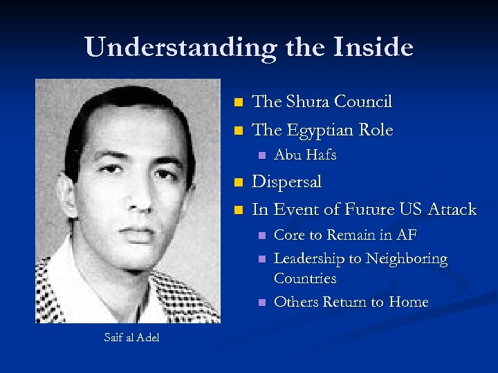 Understanding the Inside n n The Shura Council The Egyptian Role n n n