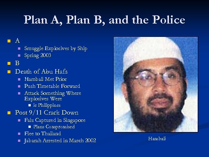 Plan A, Plan B, and the Police n A n n Smuggle Explosives by