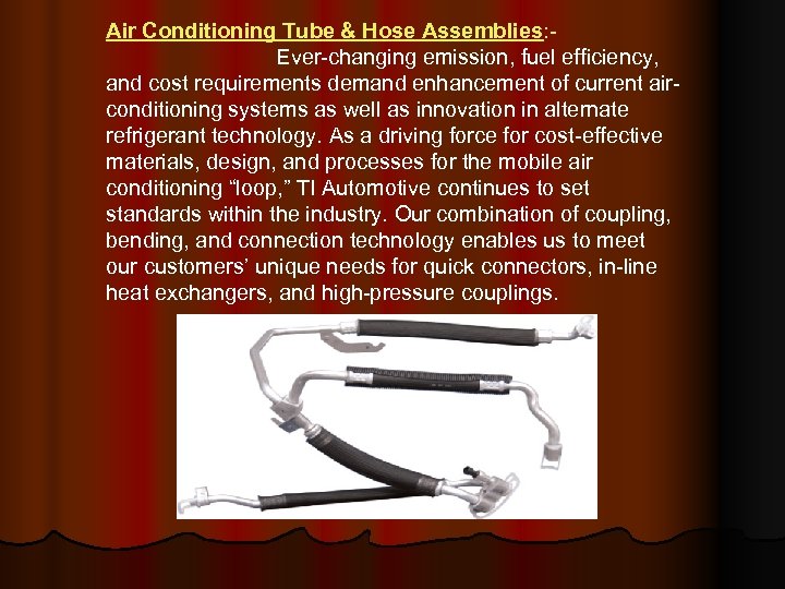 Air Conditioning Tube & Hose Assemblies: Ever-changing emission, fuel efficiency, and cost requirements demand