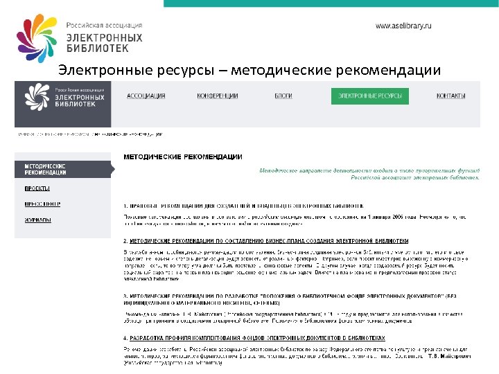 Электронные ресурсы – методические рекомендации 