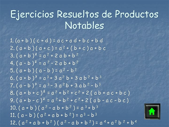 Ejercicios Resueltos de Productos Notables 1. (a + b ) ( c + d