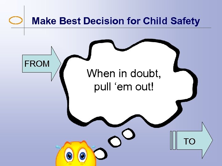 Make Best Decision for Child Safety FROM When in doubt, pull ‘em out! TO