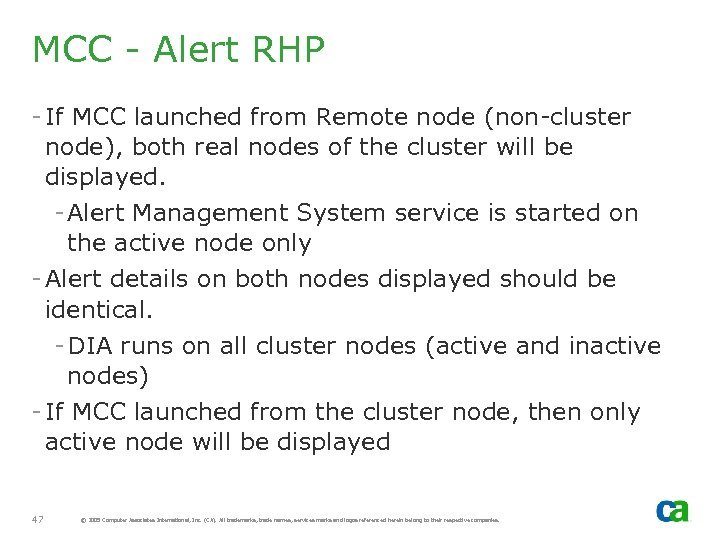 MCC - Alert RHP - If MCC launched from Remote node (non-cluster node), both