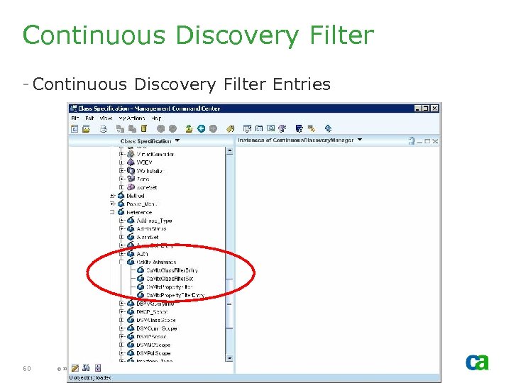 Continuous Discovery Filter - Continuous Discovery Filter Entries 60 © 2005 Computer Associates International,