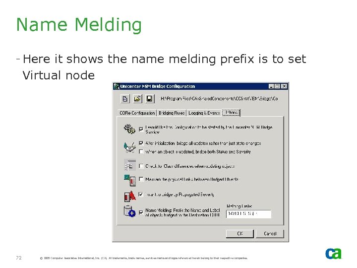 Name Melding - Here it shows the name melding prefix is to set Virtual