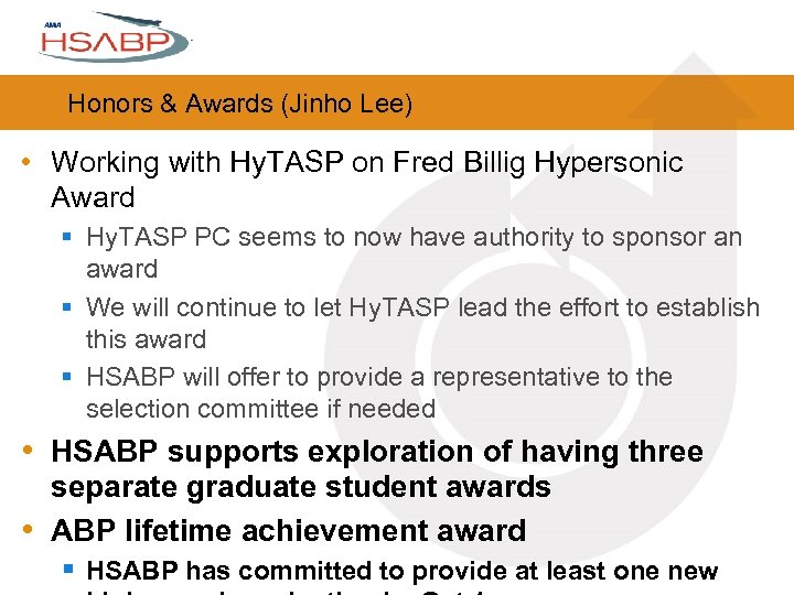 Honors & Awards (Jinho Lee) • Working with Hy. TASP on Fred Billig Hypersonic