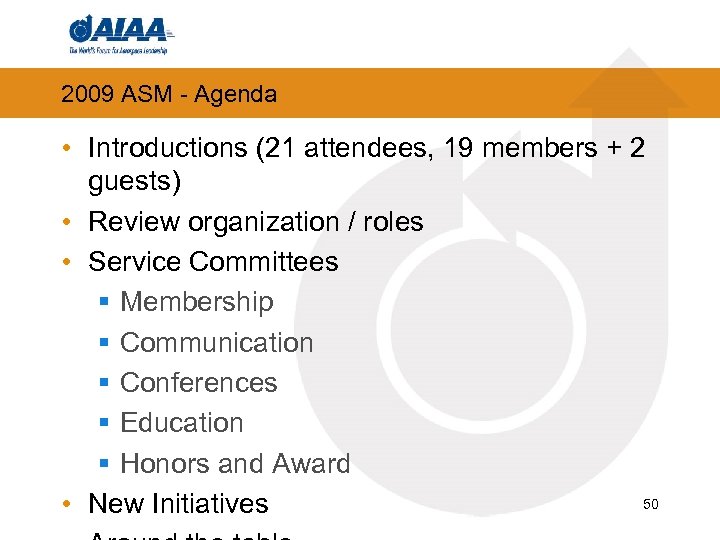 2009 ASM - Agenda • Introductions (21 attendees, 19 members + 2 guests) •