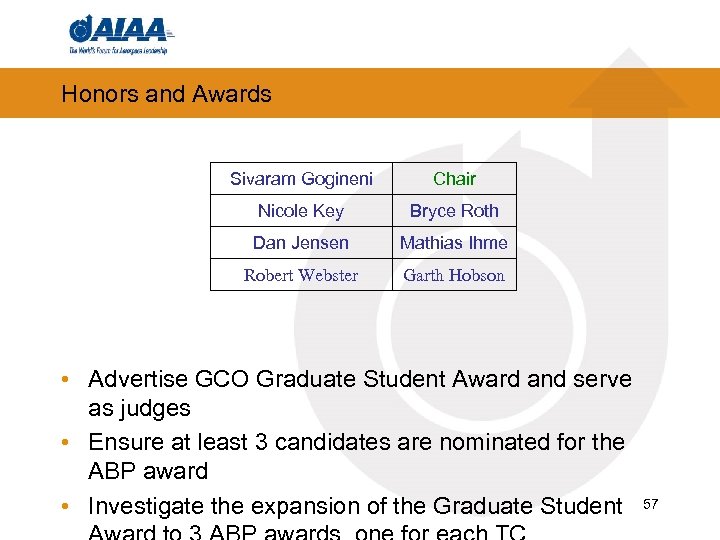 Honors and Awards Sivaram Gogineni Chair Nicole Key Bryce Roth Dan Jensen Mathias Ihme