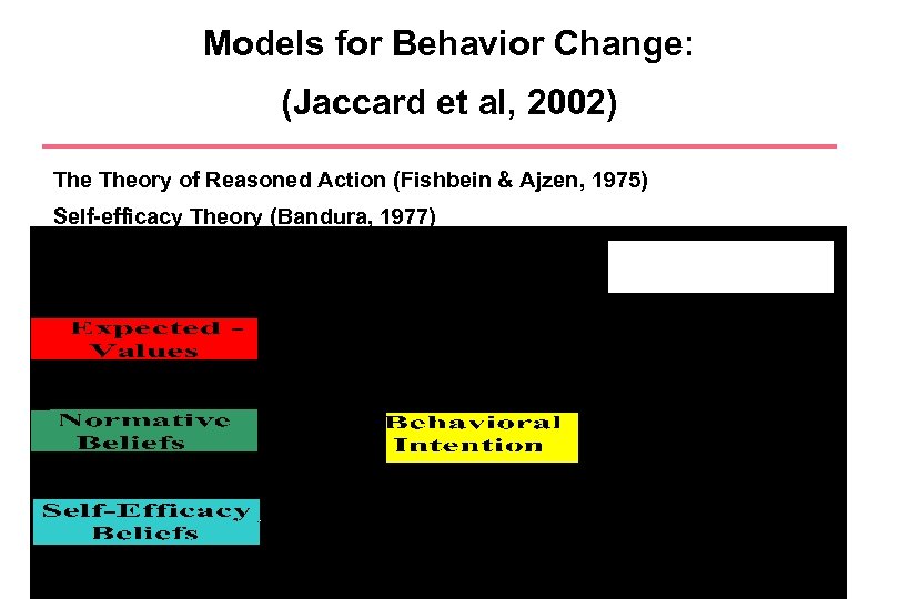 Models for Behavior Change: (Jaccard et al, 2002) Theory of Reasoned Action (Fishbein &