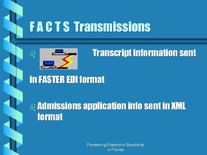 F A C T S Transmissions Transcript information sent b in FASTER EDI format