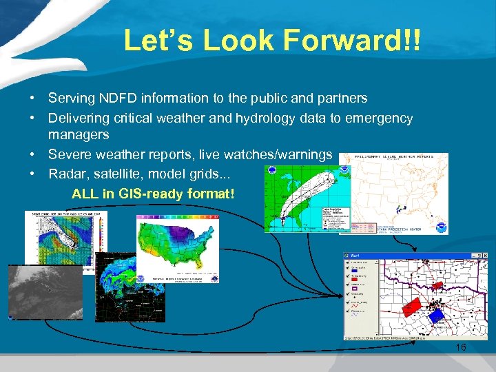 Let’s Look Forward!! • Serving NDFD information to the public and partners • Delivering