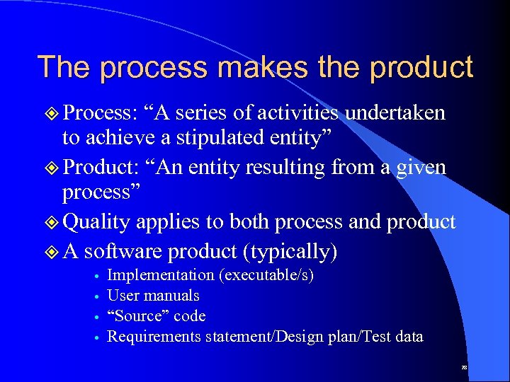 The process makes the product ² Process: “A series of activities undertaken to achieve