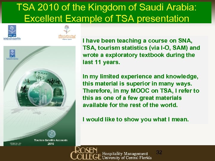 TSA 2010 of the Kingdom of Saudi Arabia: Excellent Example of TSA presentation I