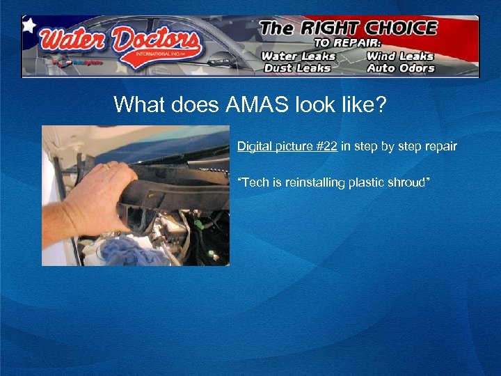 What does AMAS look like? Digital picture #22 in step by step repair “Tech