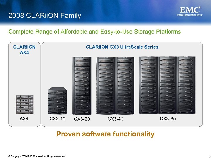 2008 CLARii. ON Family Complete Range of Affordable and Easy-to-Use Storage Platforms CLARii. ON