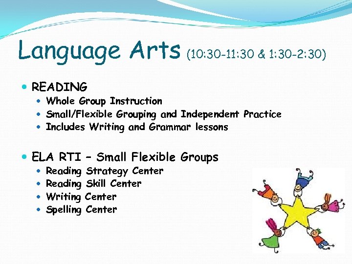 Language Arts (10: 30 -11: 30 & 1: 30 -2: 30) READING Whole Group