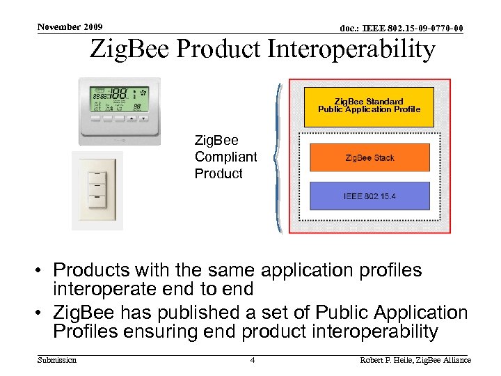 November 2009 doc. : IEEE 802. 15 -09 -0770 -00 Zig. Bee Product Interoperability