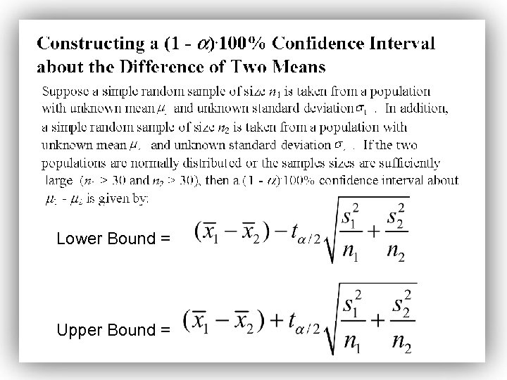 Lower Bound = Upper Bound = 