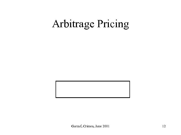 Arbitrage Pricing Gurzuf, Crimea, June 2001 12 