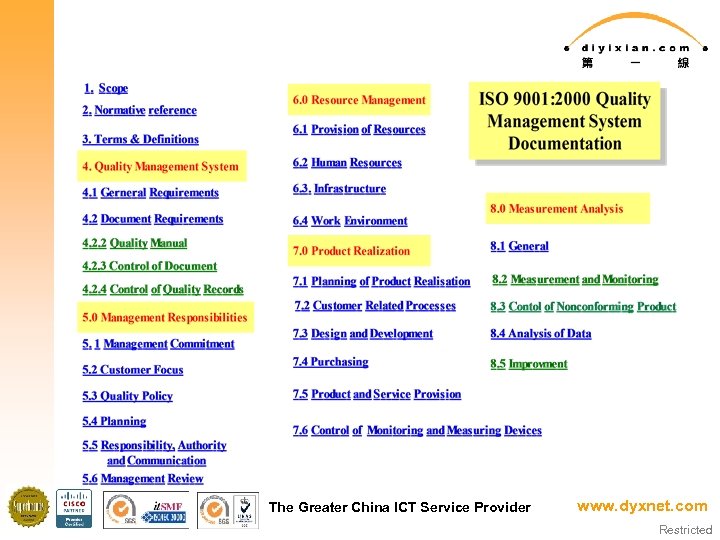 The Greater China ICT Service Provider www. dyxnet. com Restricted 