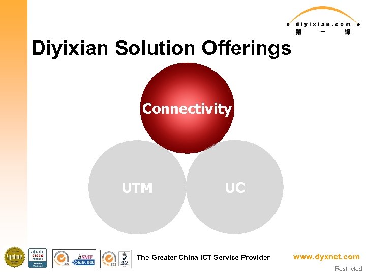Diyixian Solution Offerings Connectivity UTM UC The Greater China ICT Service Provider www. dyxnet.
