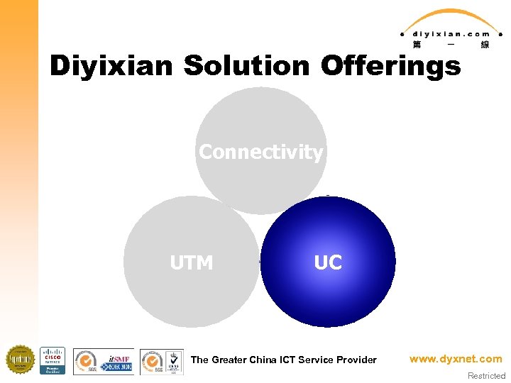 Diyixian Solution Offerings Connectivity UTM UC The Greater China ICT Service Provider www. dyxnet.