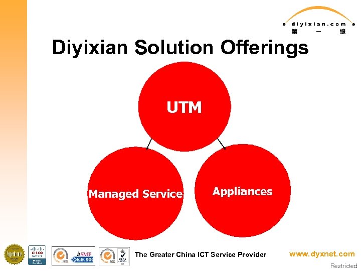 Diyixian Solution Offerings UTM Managed Service Appliances The Greater China ICT Service Provider www.