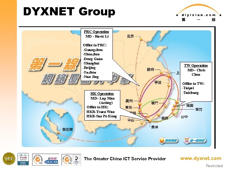 DYXNET Group PRC Operation MD - Ravic Li Office in PRC: -Guangzhou -Shenzhen -Dong