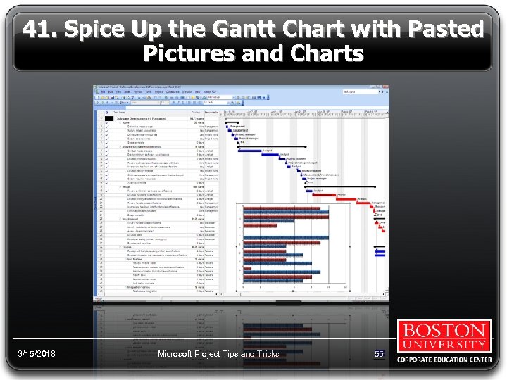 41. Spice Up the Gantt Chart with Pasted Pictures and Charts 3/15/2018 Microsoft Project