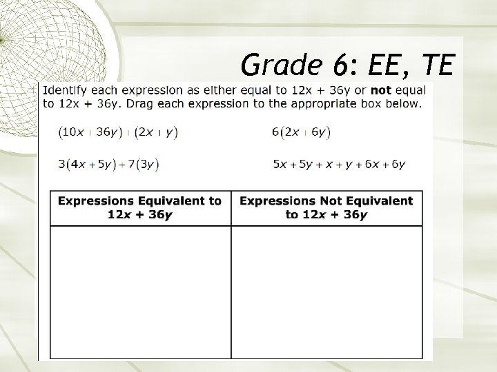 Grade 6: EE, TE 