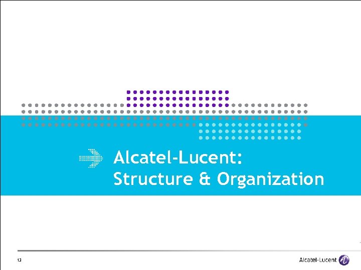Alcatel-Lucent: Structure & Organization 13 