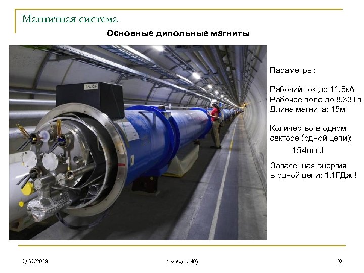 Магнитная система Основные дипольные магниты Параметры: Рабочий ток до 11, 8 к. А Рабочее