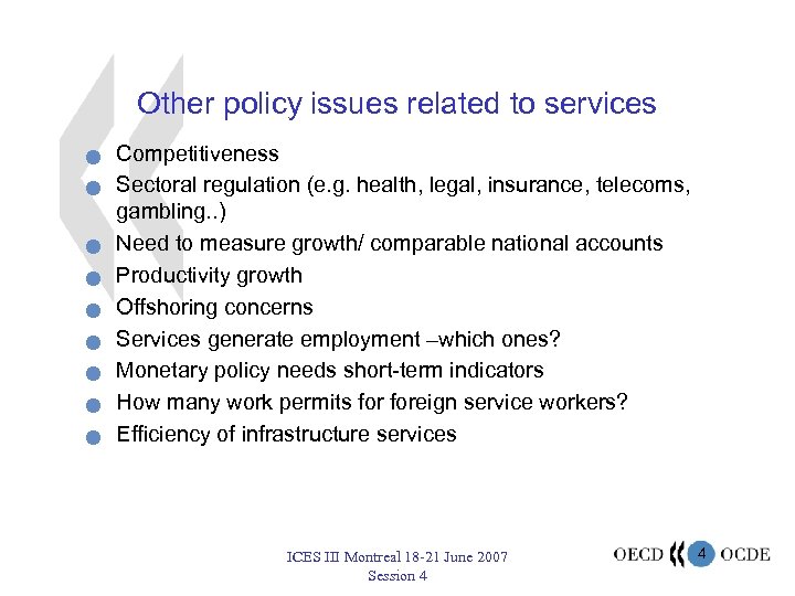 Other policy issues related to services n n n n n Competitiveness Sectoral regulation