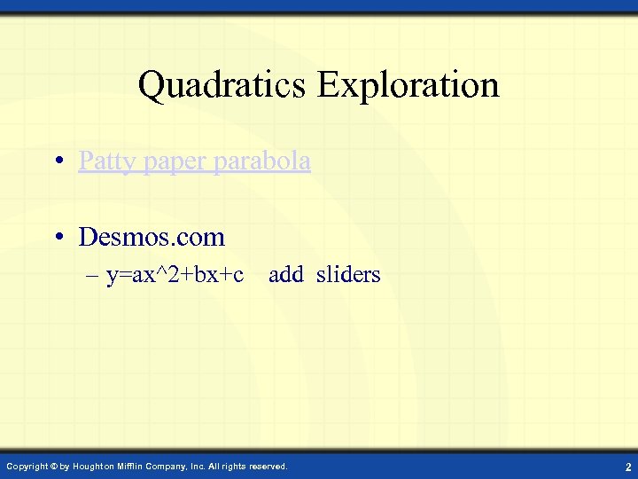 2 1 Graphing Quadratic Functions Quadratics Exploration