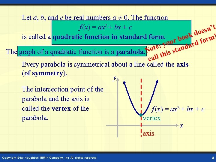 Let a, b, and c be real numbers a 0. The function t f