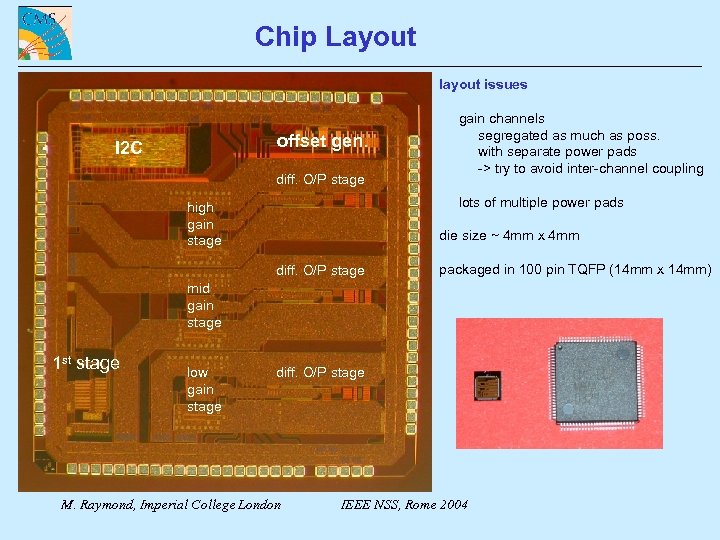 Chip Layout layout issues offset gen. I 2 C diff. O/P stage gain channels