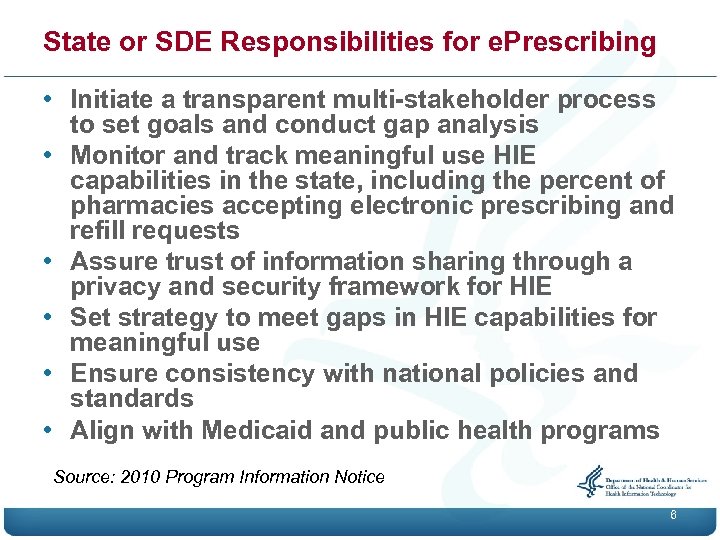 State or SDE Responsibilities for e. Prescribing • Initiate a transparent multi-stakeholder process to