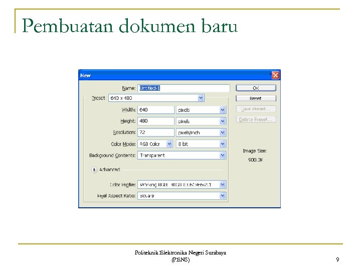 Pembuatan dokumen baru Politeknik Elektronika Negeri Surabaya (PENS) 9 