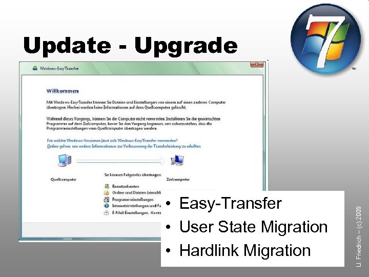  • Easy-Transfer • User State Migration • Hardlink Migration U. Friedrich – (c)