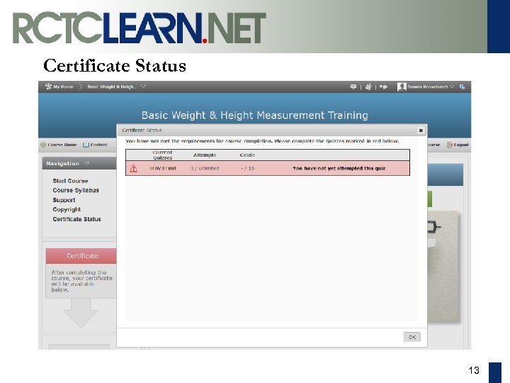 Certificate Status 13 